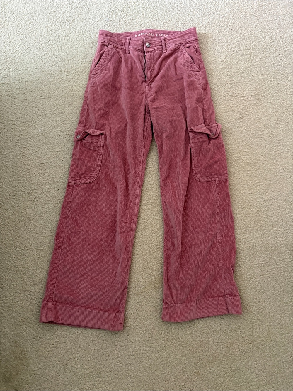 American Eagle Outfitters Dusty Rose Corduroy Cargo Pants
